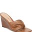 Brown Ruched Wedge Mules