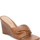 Brown Ruched Wedge Mules