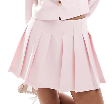 Pink Box Pleat Mini Skirt