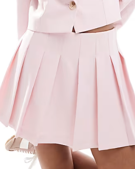 Pink Box Pleat Mini Skirt
