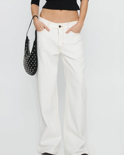 Cream Wide-Leg Jeans