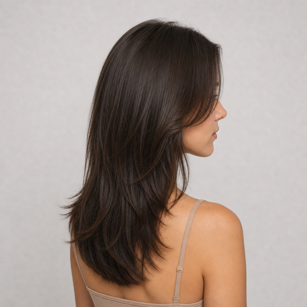 Sleek Center-Part Long Hair angle 2