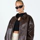 Oversized Brown Leather Jacket