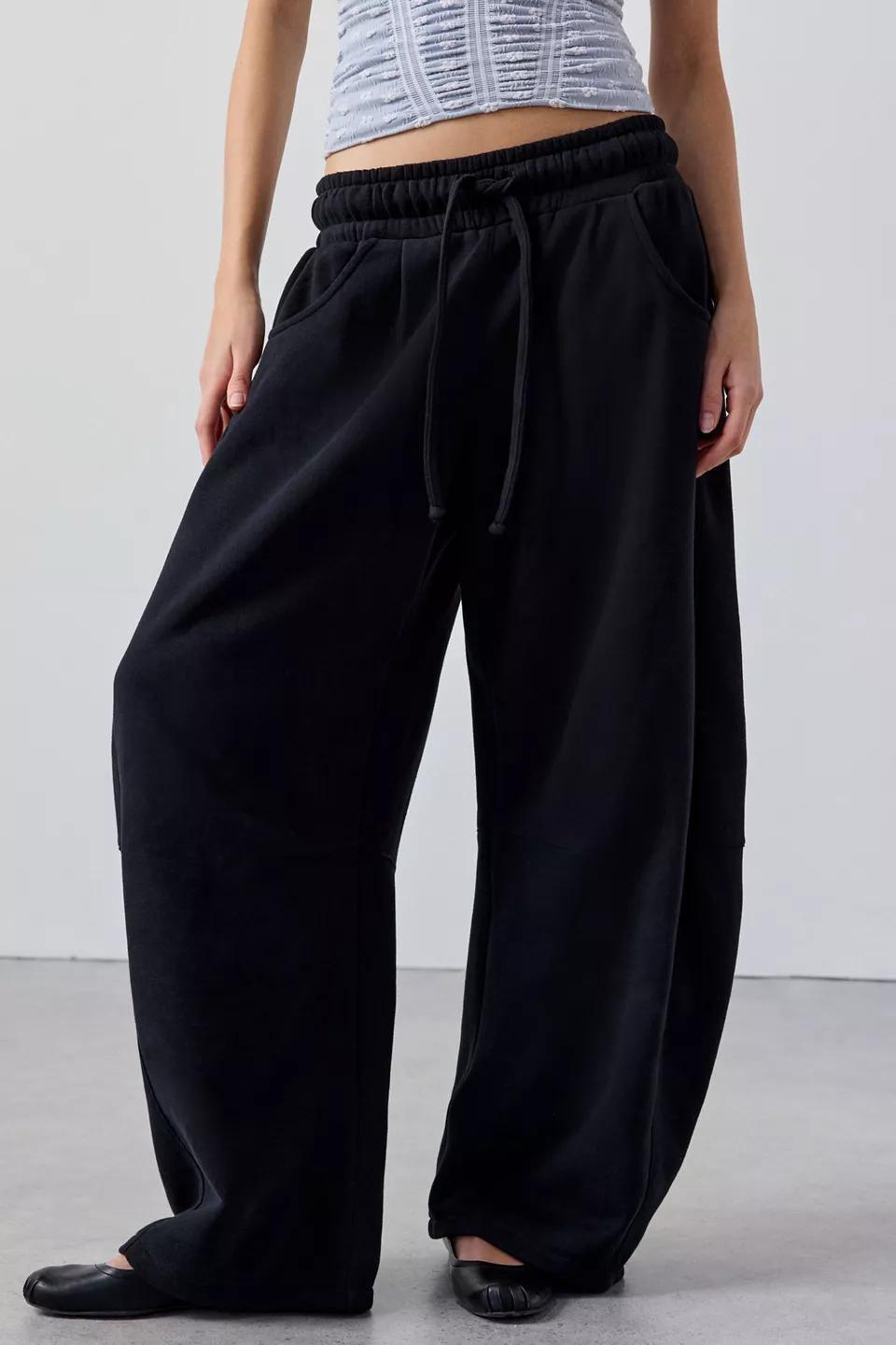 Black Barrel-Leg Sweatpants