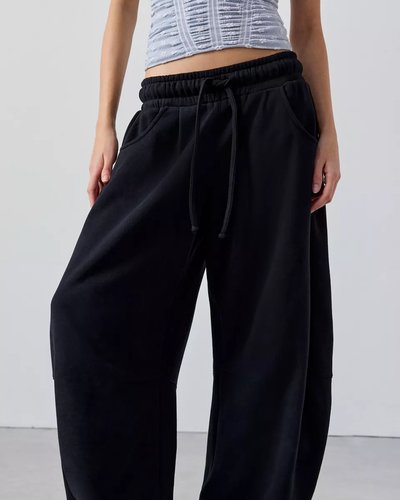 Black Barrel-Leg Sweatpants