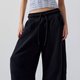 Black Barrel-Leg Sweatpants