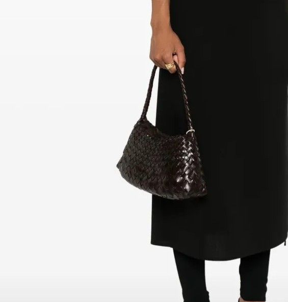Brown Woven Leather Shoulder Bag