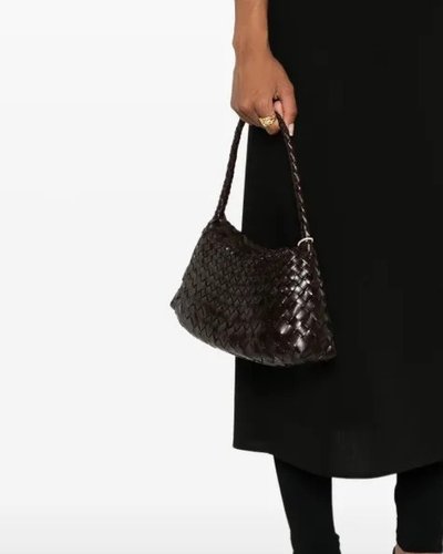 Brown Woven Leather Shoulder Bag