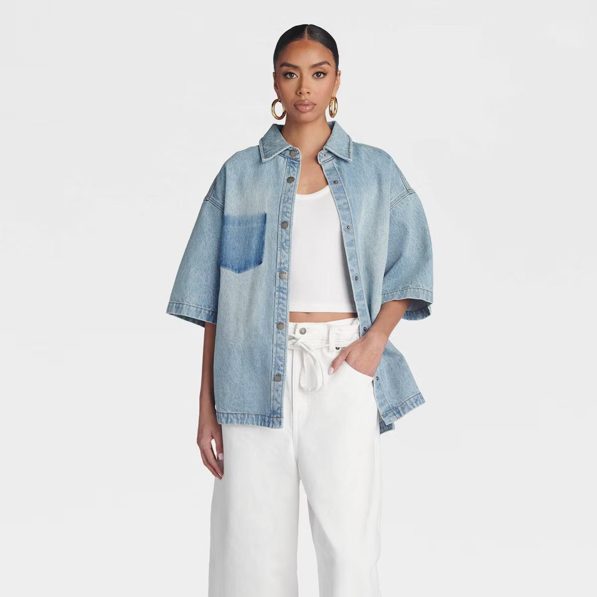 Light-Wash Denim Overshirt