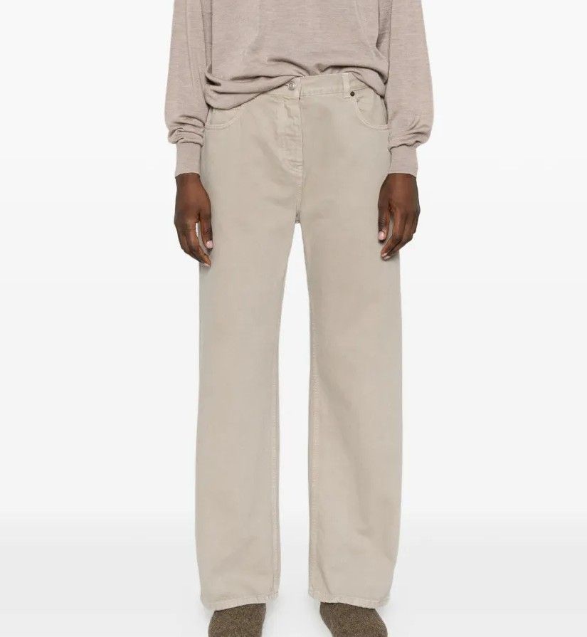 Cream Straight Trousers