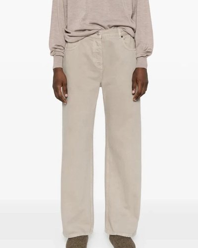 Cream Straight Trousers