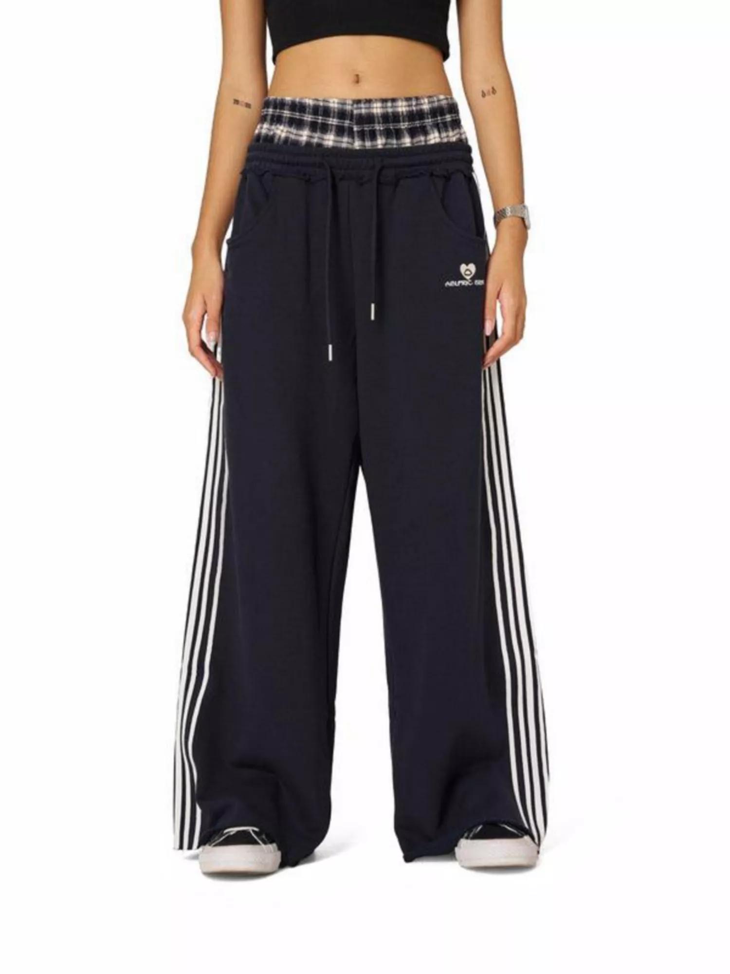 Navy Wide-Leg Track Pants
