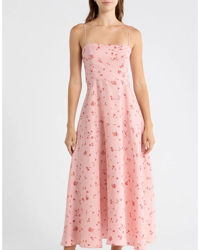 Pink Floral Midi Dress