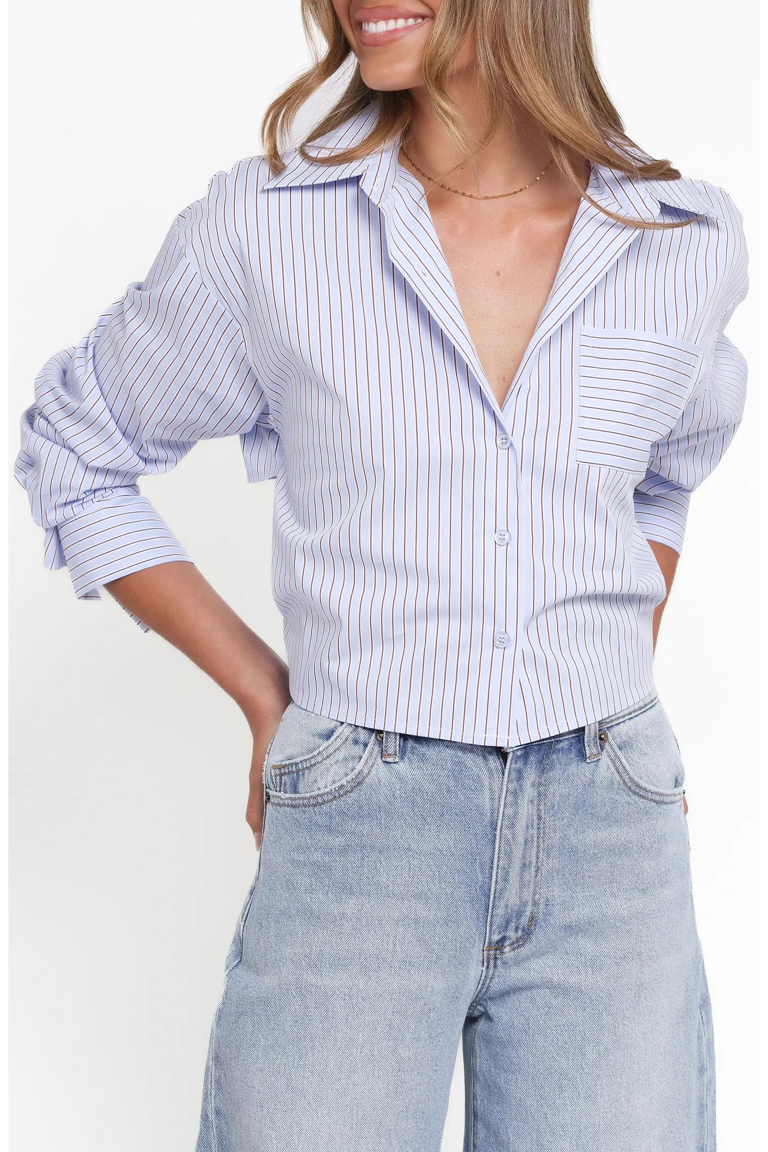 Blue Pinstripe Fitted Shirt
