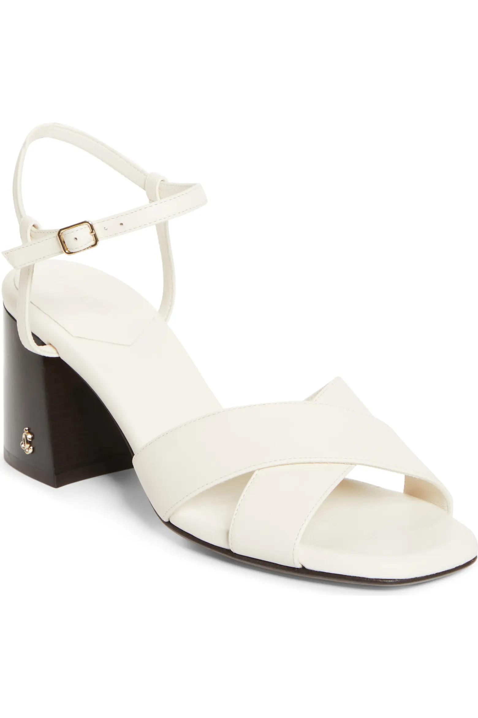 White Block-Heel Sandals
