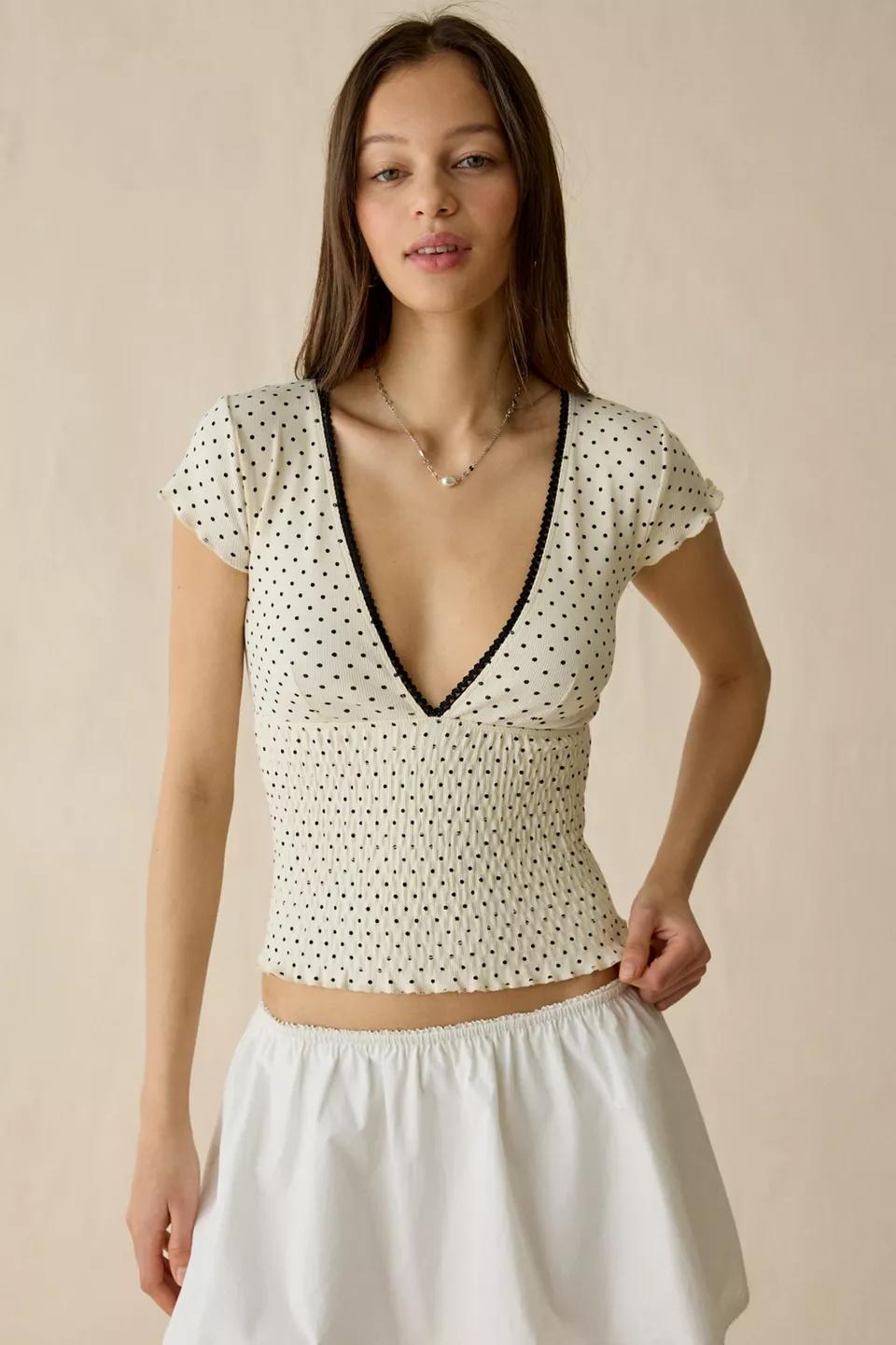 Cream Polka Dot Top