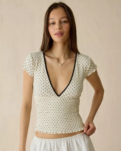 Cream Polka Dot Top