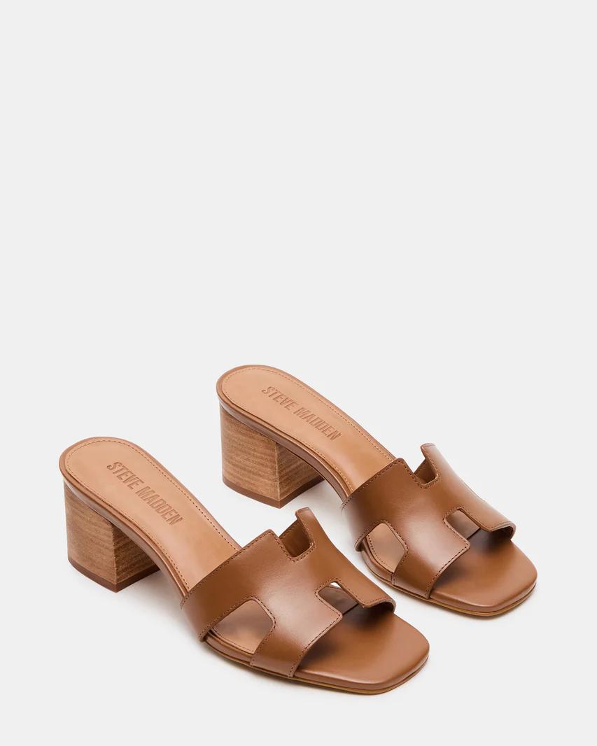Brown Buckle Heeled Sandals