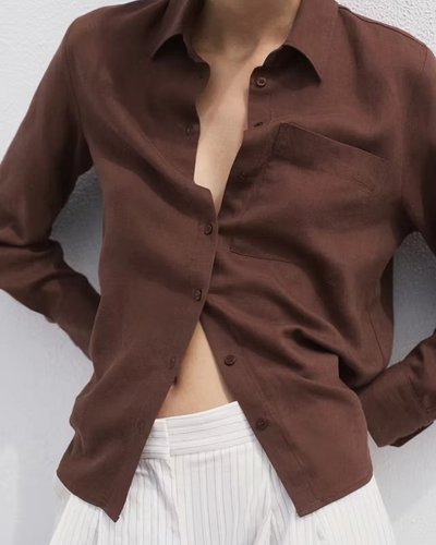 Brown Button-Down Shirt