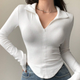 White Ribbed Zip Top