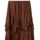 Brown Crinkle Ruffle Midi Skirt
