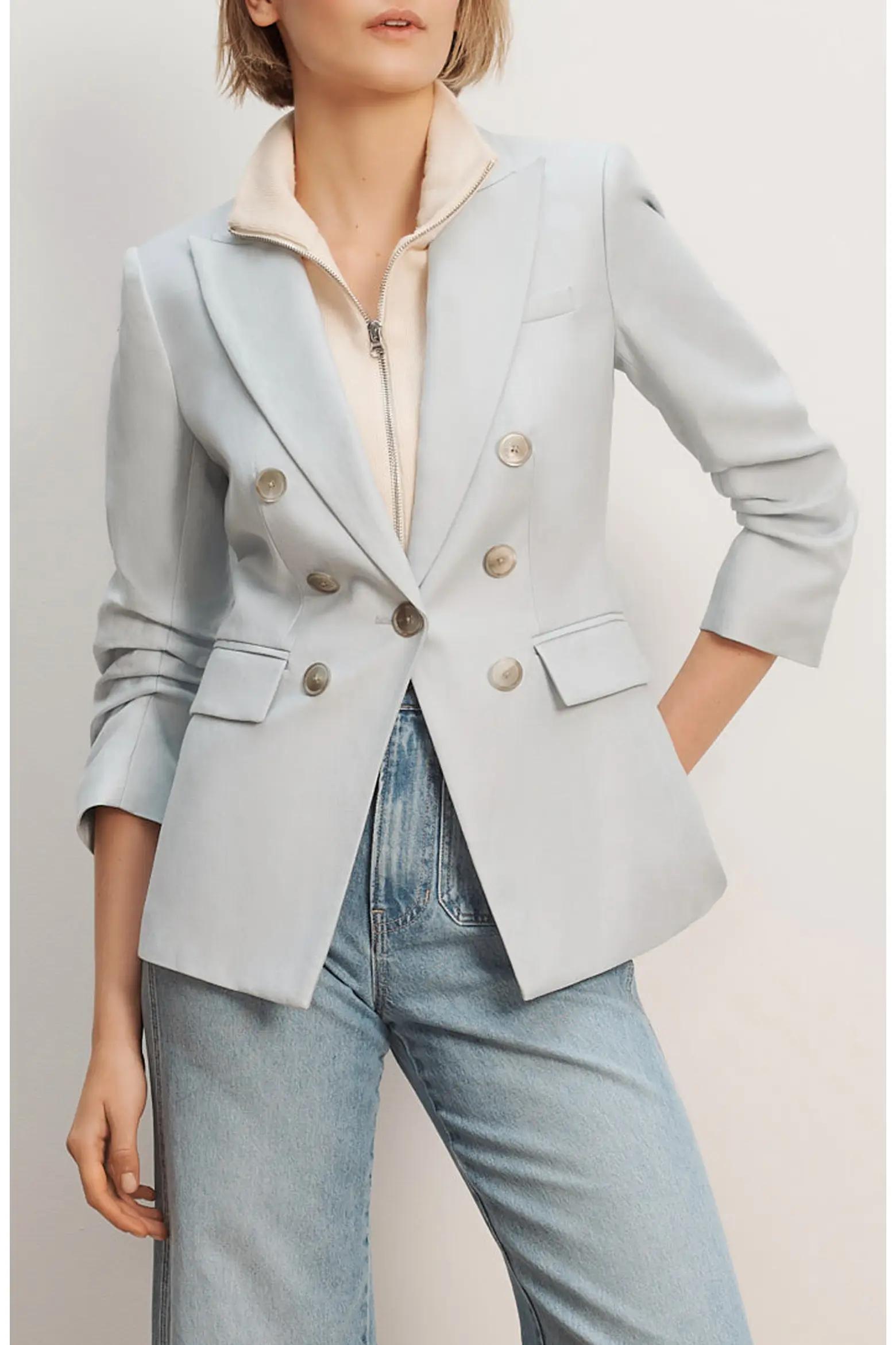 Light Grey Double-Breasted Blazer