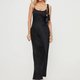 Black Satin Slip Maxi Dress with Front Slit