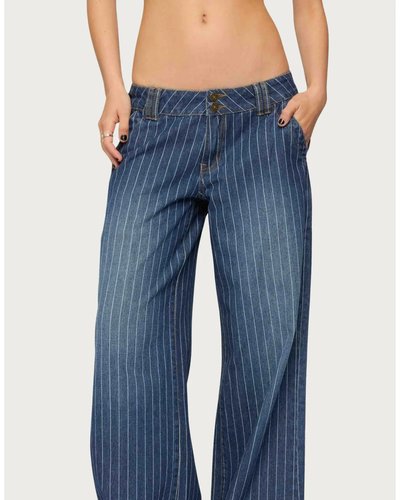 Blaue Nadelstreifen-Wide-Leg-Hose