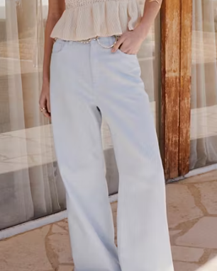 Bleached Wide-Leg Jeans