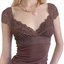Brown Lace-Trim Top