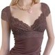 Brown Lace-Trim Top