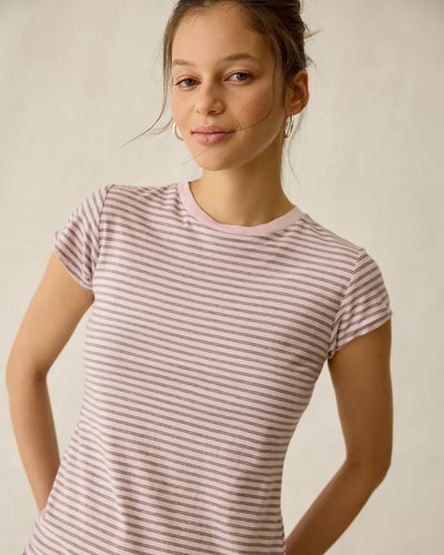 Pink Striped Fitted T-Shirt