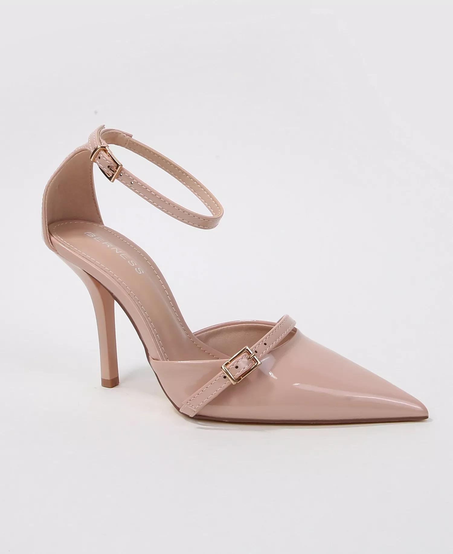 Nude Patent Ankle-Strap Heels