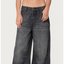 Washed Grey Wide-Leg Jeans