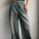Grey-Green Wide-Leg Jeans