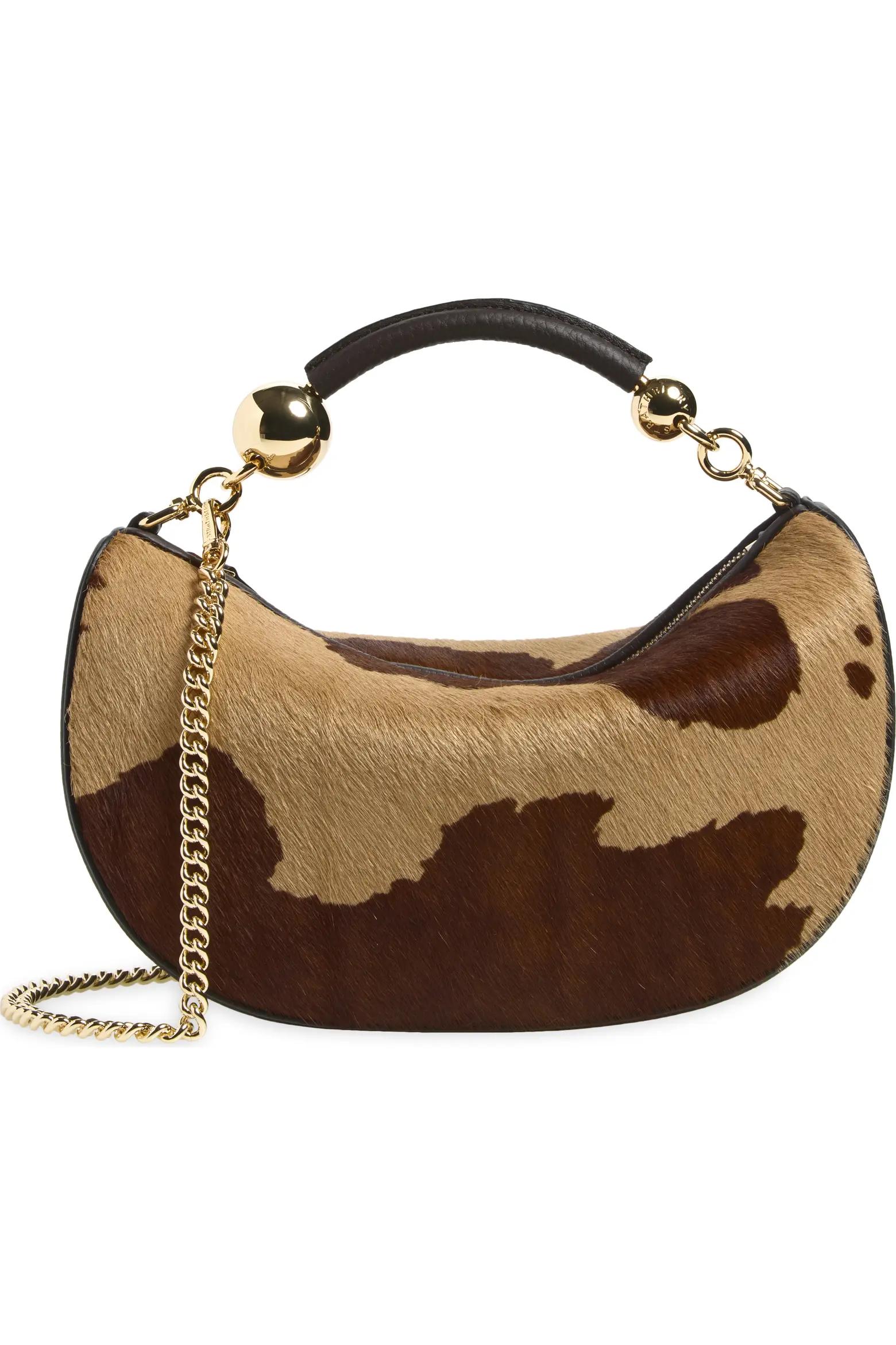 Brown Cow-Print Shoulder Bag