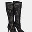 Black Lace Lace-Up Knee Boots