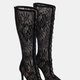 Black Lace Lace-Up Knee Boots