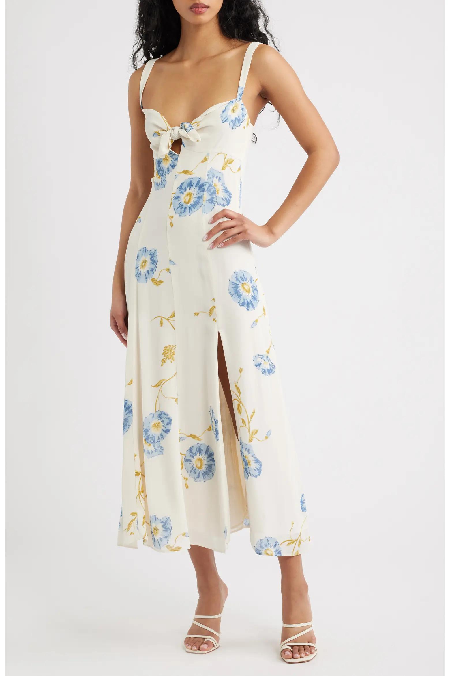 Yellow Floral Midi Dress