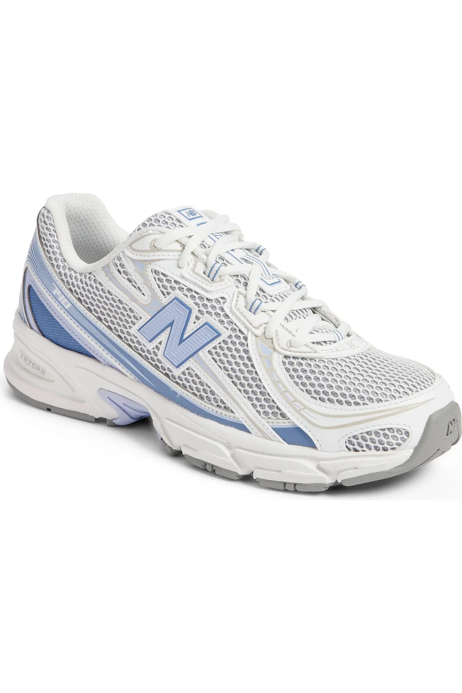 White and Blue Running Sneakers