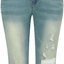 Light-Wash Distressed Flared Jeans