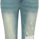 Light-Wash Distressed Flared Jeans