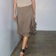 Taupe Ruffle Midi Skirt