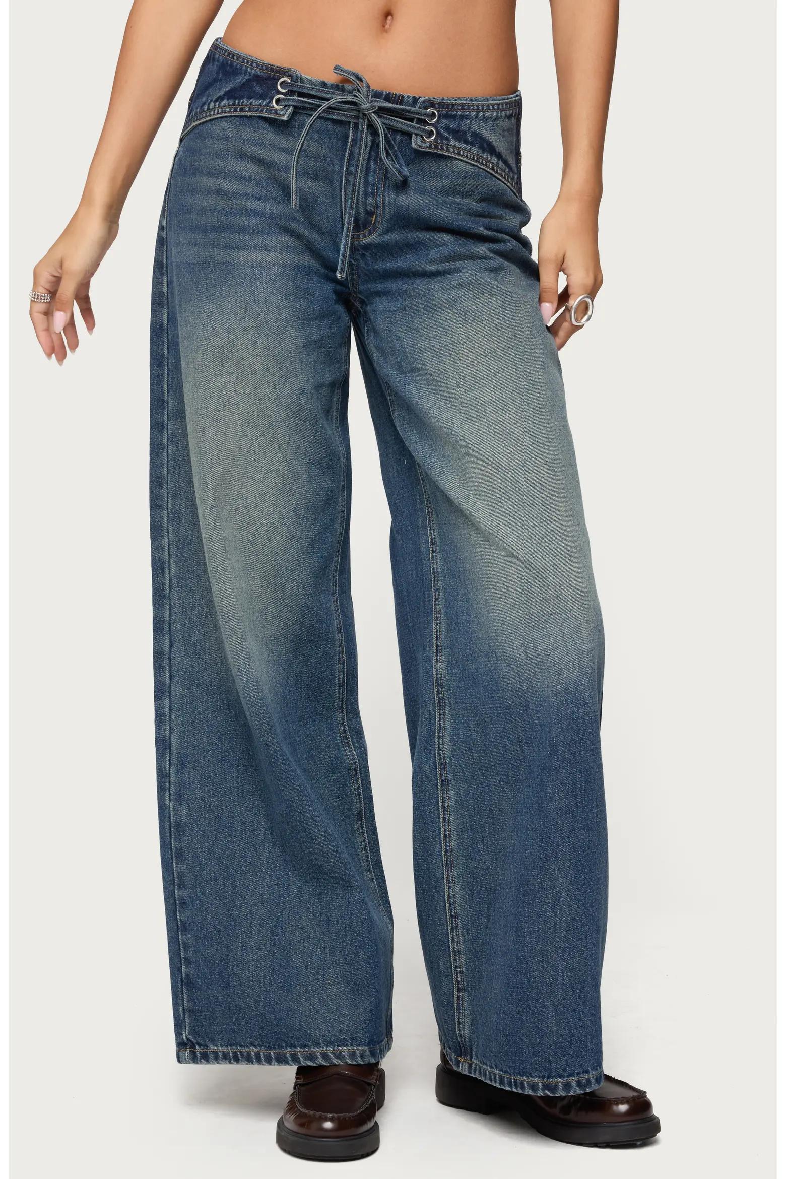 Faded Blue Wide-Leg Jeans