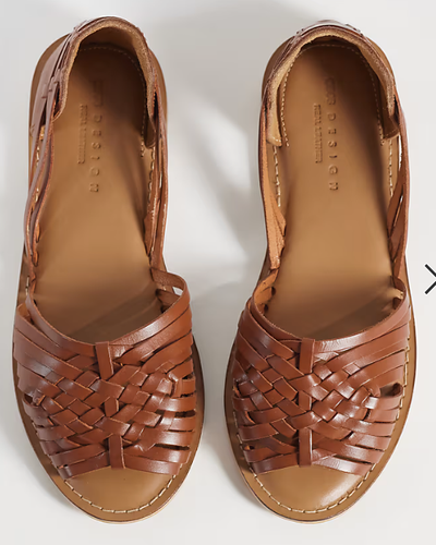 Caramel Woven Leather Sandals