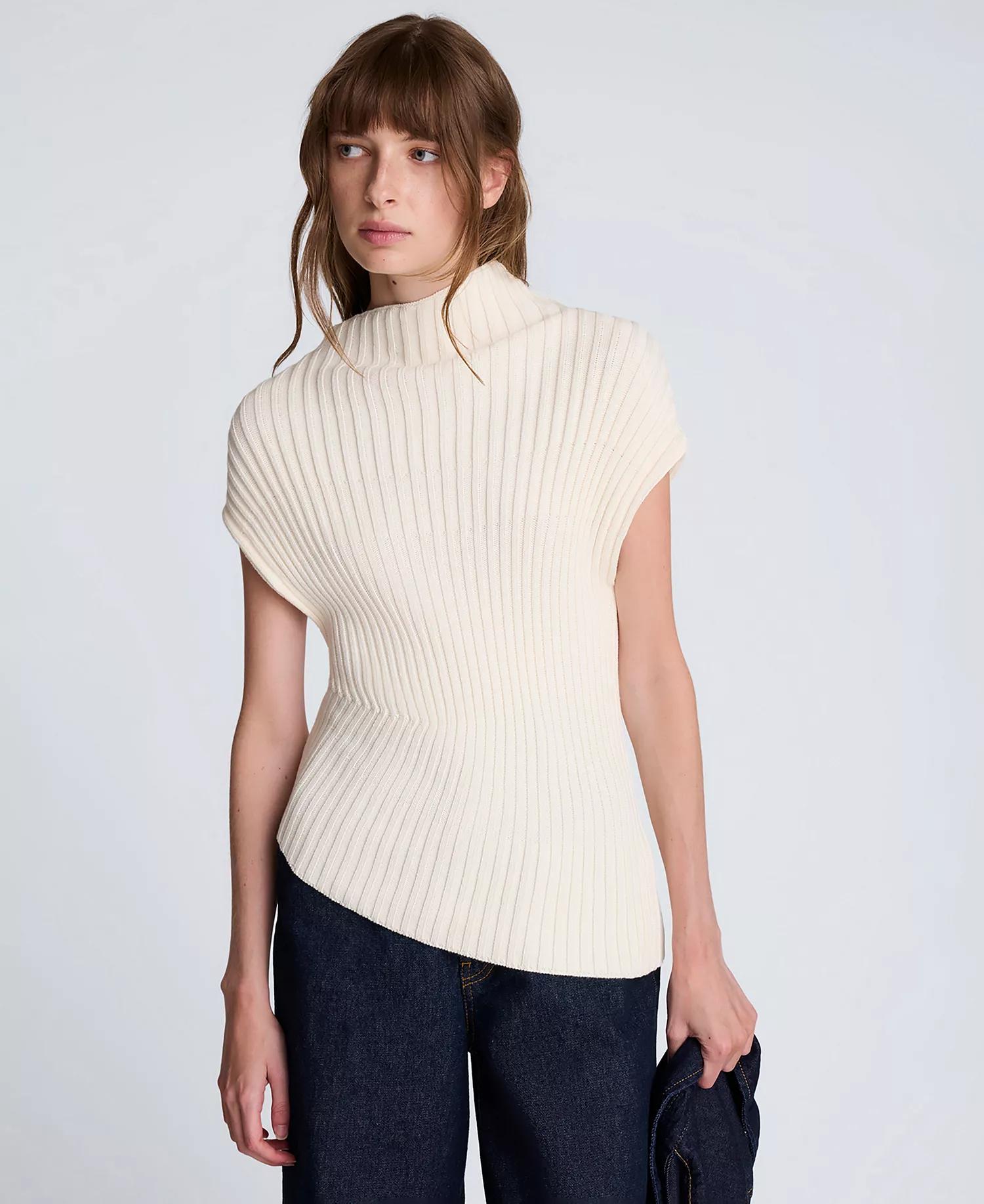 Cream Sleeveless Ribbed Knit