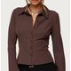 Brown Pinstripe Fitted Shirt