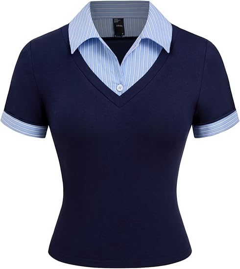 Navy Layered Polo Knit