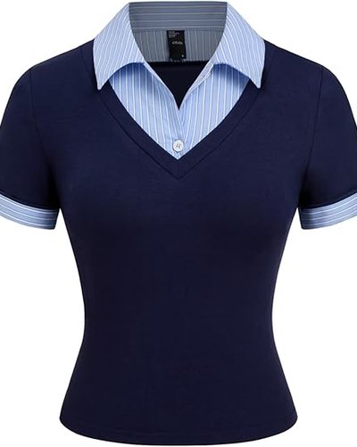 Navy Layered Polo Knit