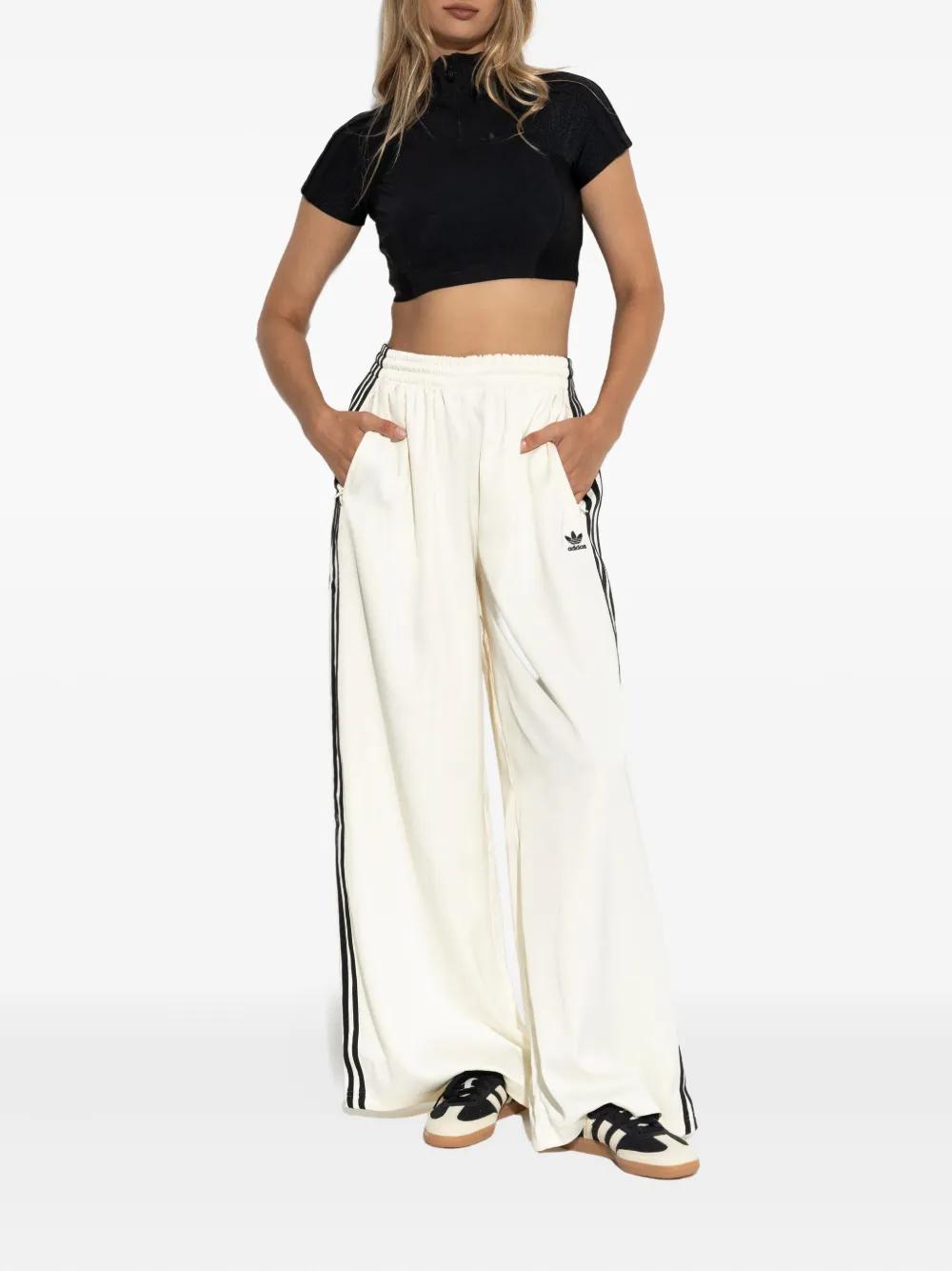 White Wide-Leg Track Pants